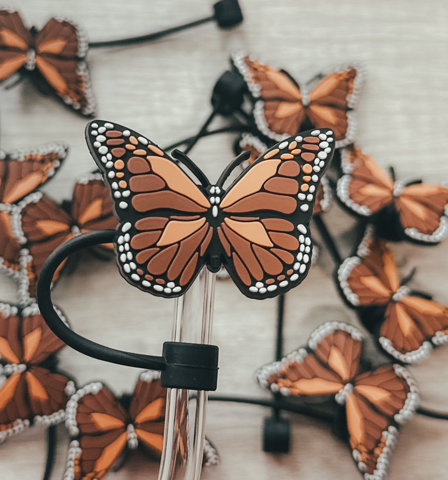 Brown Butterfly Straw Topper